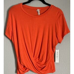 JO&CO Jeans Red Cropped Front Wrapped Knotted Sleeveless Shirt NWT‎ Romantic